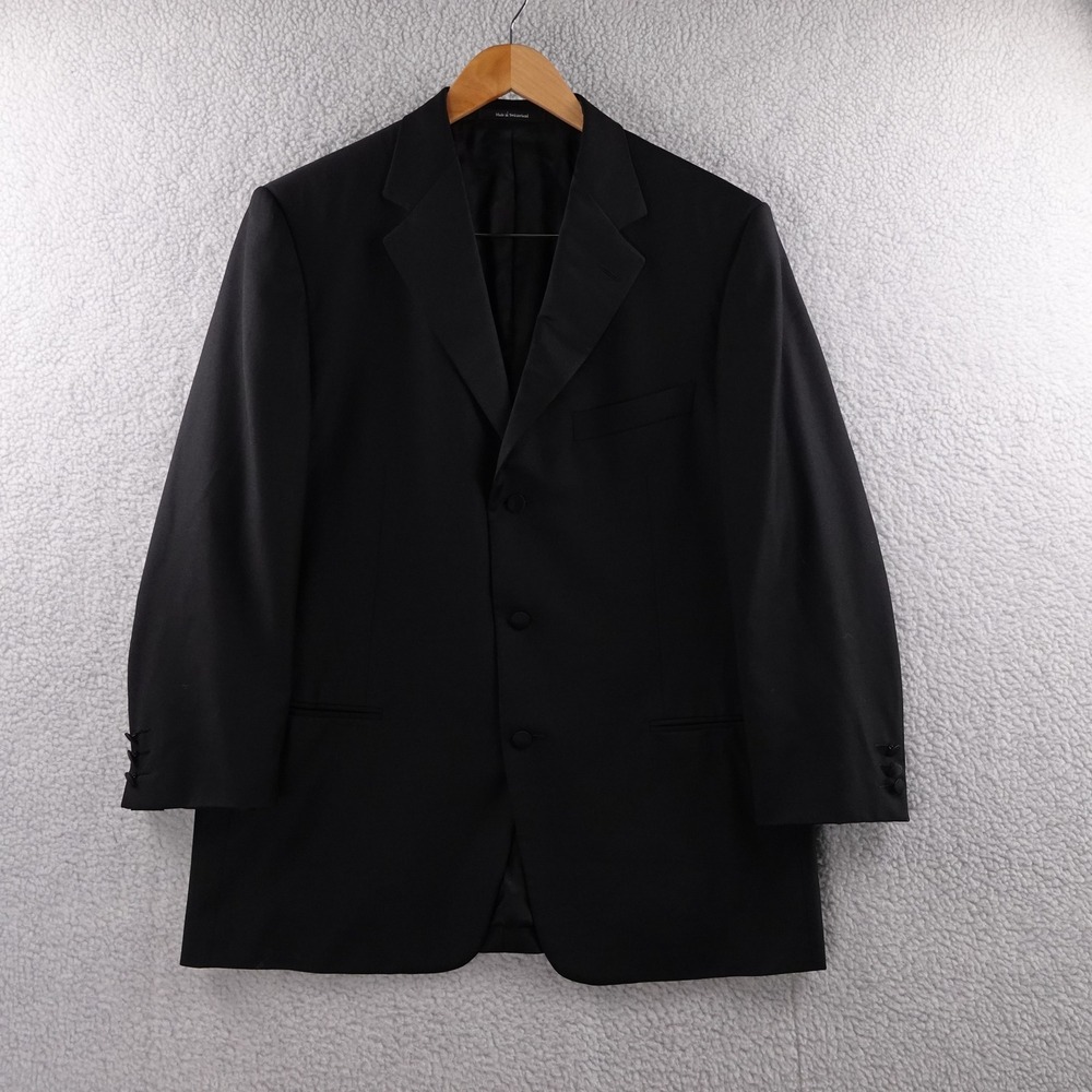 Ermenegildo Zegna Black Wool Suit Jacket Mens 44R Made in Switzerland
